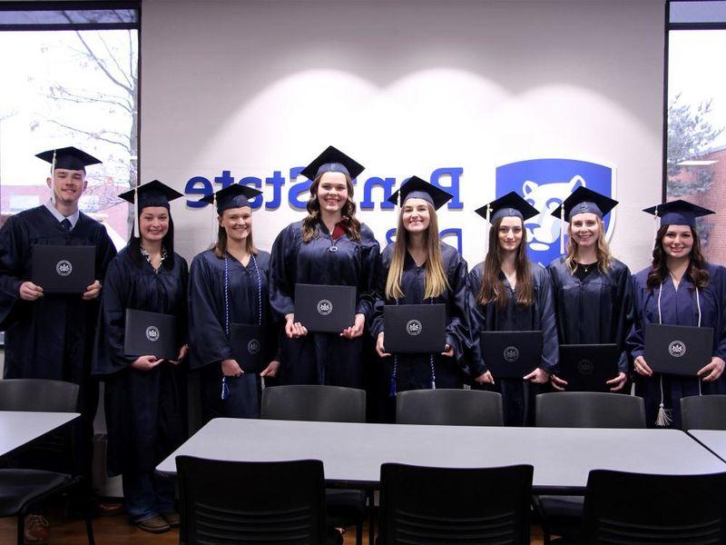 Members of the fall 2024 graduating class from Penn State DuBois come together for a group photo after the commencement celebration on Dec. 20.